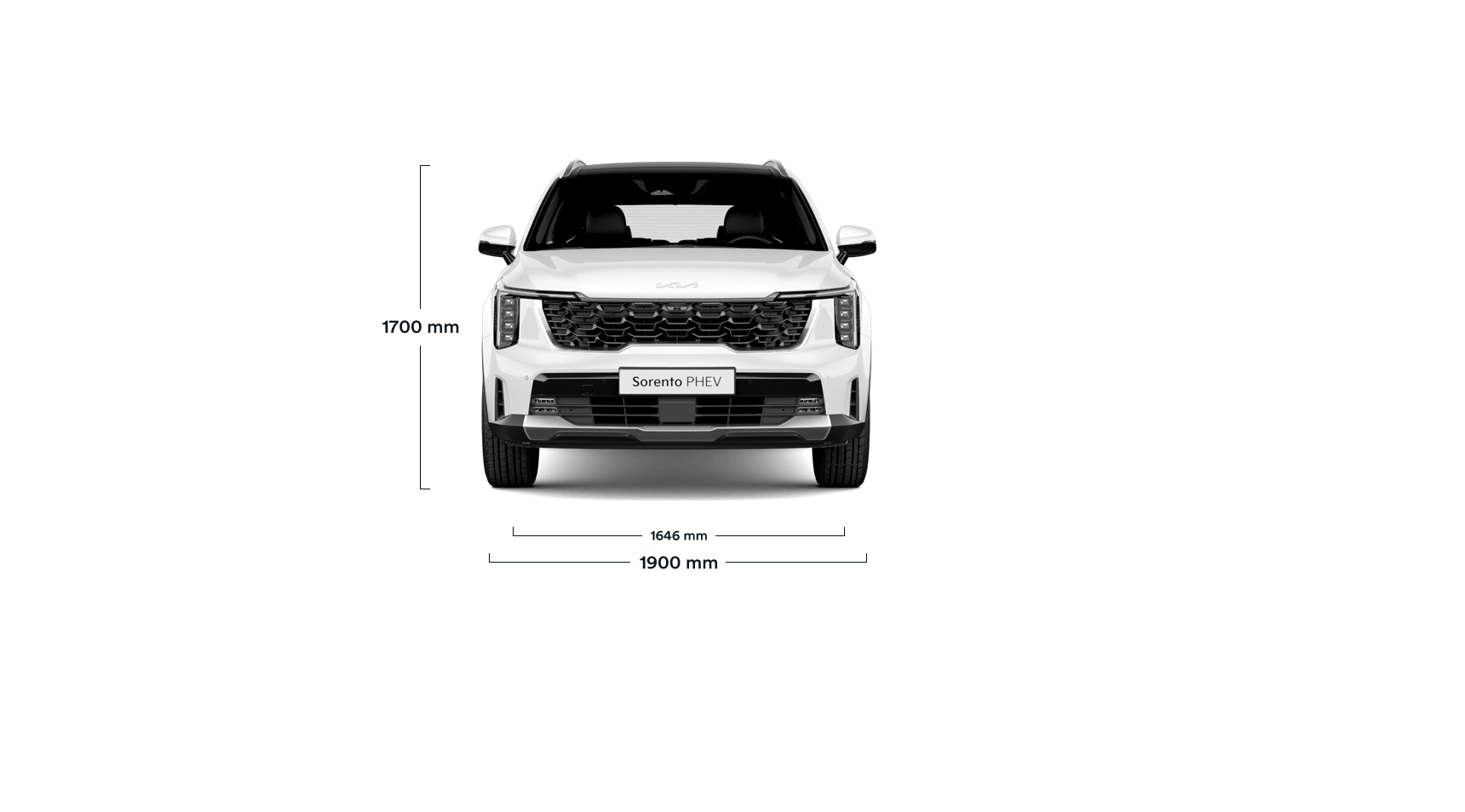 Kia Sorento PHEV, Abmessungen, Frontansicht, MMG